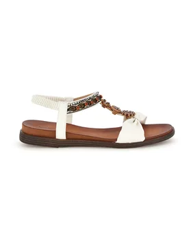 Sandali bianchi con dettagli gioiello e cinturino elasticizzato Quanna mel 560319 39 - QUANNA MELL - FashionsVida
