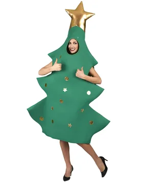 Tannenbaum-Kostüm Unisex-Weihnachtskostüm grün-gold - unisex - KARNEVAL-MEGASTORE - FashionsVida