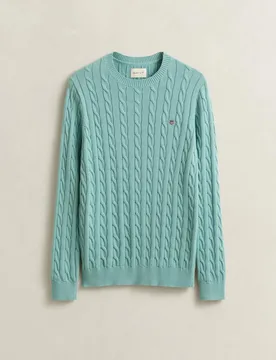 Jersey de hombre de cuello redondo y punto de ochos en algodón - Gant - FashionsVida
