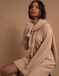 Cable Knit Dress - L / OATMEAL - female