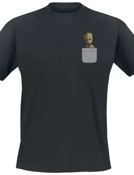 Marvel T-Shirt - Pocket Groot - S bis L - für Männer - Größe S - schwarz - Lizenzierter Fanartikel - Männer - male - Guardians Of The Galaxy - FashionsVida