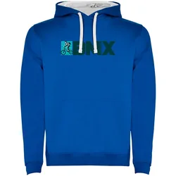 Felpa Con Cappuccio Two-colour Royal Blue / White
