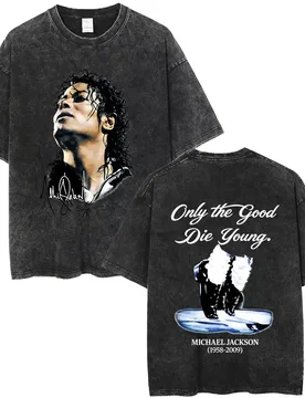 Washed Vintage Michael Jackson King of Pop T-shirt Men Women Retro Gothic Rock T-shirts Men's Punk Oversized T Shirts Streetwear - Aliexpress - FashionsVida