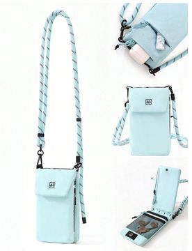 Pieza Bolsa de almacenamiento de teléfono con cremallera de unicolor, bolsa bandolera multifuncional, bolsa de almacenamiento portátil ultraligera,