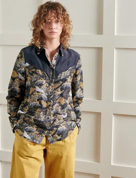 Superdry Damen Rodeo Hemd mit Print Beige - Größe: 36 - 130.00 - FashionsVida