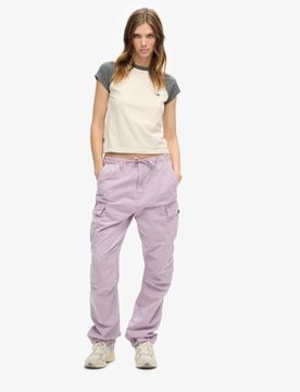 Superdry Damen Para Cargohose mit Niedriger Leibhöhe Lila - Größe: 28/30