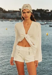 Offene, fließende Bluse Weiß S