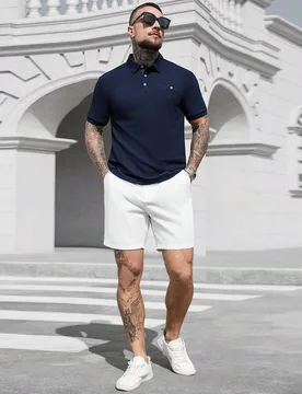 Camisa polo casual de manga corta de verano para hombre de talla grande - Shein - FashionsVida