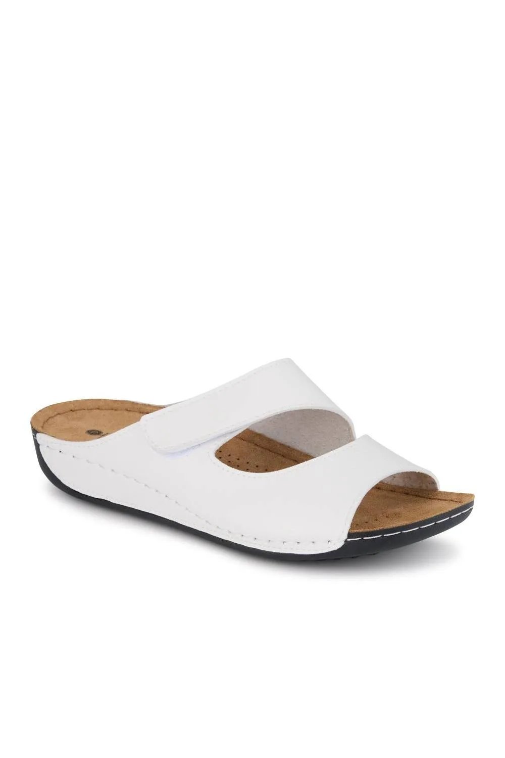 Women's Adjustable Touch-Fasten Mules in White Size: 7 - White - Size: 7 - Pavers - FashionsVida
