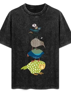 Stacked Birds Of New Zealand - Kiwi, Kakapo, Tui, Fanatail, Kaka, Kea T-Shirt Performance Dry Fit T-Shirt - Aliexpress - FashionsVida