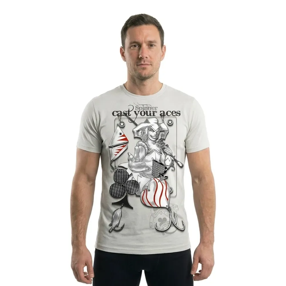 Cast Your Aces Short Sleeve T-shirt Light Grey L Men - Hotspot Design - FashionsVida