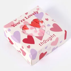 Crinkle Texture Love Heart Bamboo Socks in a Box - Stone White - UK4-7
