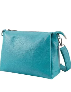 Top Zipper Triple-Compartment Genuine Italian Leather Crossbody Bag - Turquoise - Size: One Size - Kitise - FashionsVida