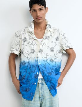 Chemise brodée dégradés, , Coton, Blanc, S