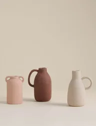 Set of 3 Ceramic Neutral Vases Multi