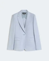 Blazer monopetto azzurro Weekend in lino con tasche a filetto con patta e spacco posteriore