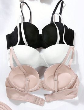Set de 3 sujetadores de mujer de unicolor con aros y tirantes desmontables (se recomienda pedir una talla talla grande)