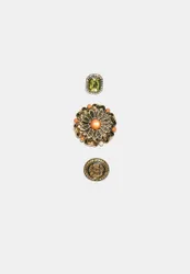 Set mit 3 Gravur-Broschen Goldfarben OS