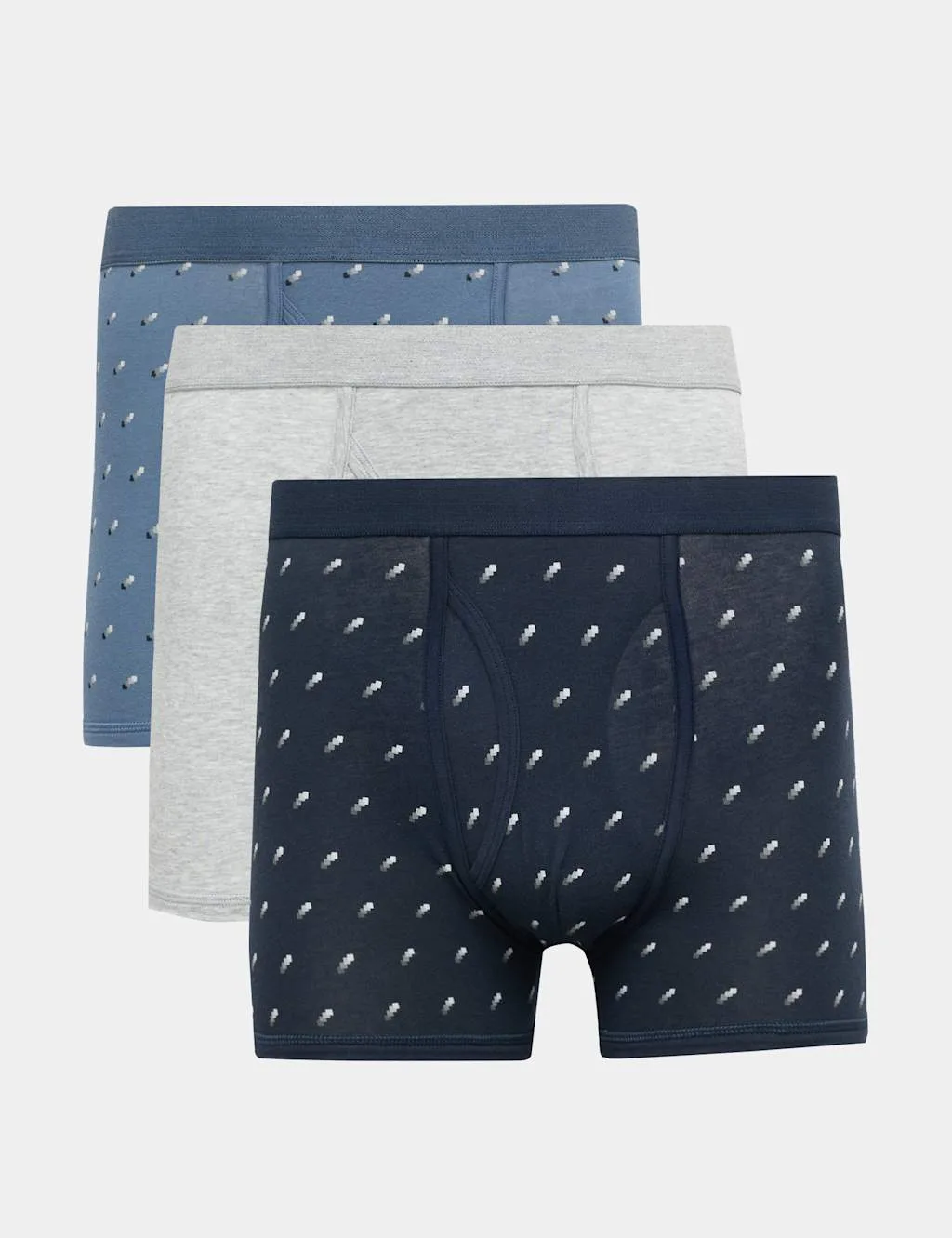 Pack Cotton Stretch Print Trunks Blue Mix male - M&S - FashionsVida