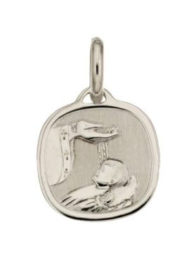 Medaglia Ciondolo da Battesimo Oro Bianco 803321714914