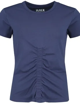T-Shirt - Blaues T-Shirt mit Raffung auf der Front - XS bis XL - für Damen - Größe S - blau - Frauen - female - Black Premium by EMP - FashionsVida