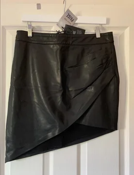X Rosie HW Frederica Faux Leather Asymmetric Skirt - Paige - FashionsVida