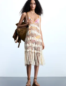 Pareo crochet appliques WHITE U female - Desigual - FashionsVida