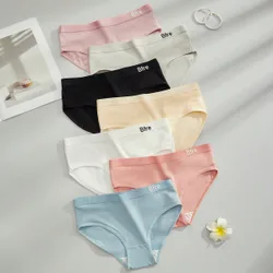 Piezas de bragas triangulares de algodón puro con estampado de letras para mujer, cintura elástica, cómodas y dulces, estilo hada, para todas las e