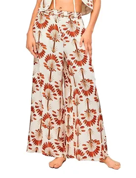 Pantaloni Wide Leg Palm Print Printed M