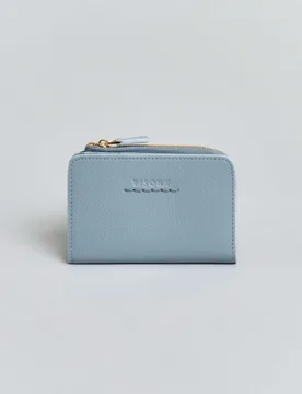 Portafoglio a libro azzurro in pelle martellata con portamonete chiuso a zip - Visonà - FashionsVida