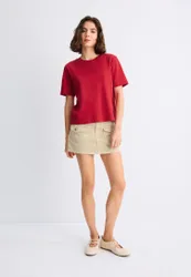 Basic-T-Shirt im Regular-Fit, Heavy Weight Dunkelrot XL