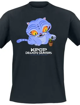 Anime T-Shirt - Derpy Tiger - S bis XXL - Größe L - schwarz - Lizenzierter Fanartikel - Unisex - unisex - KPop Demon Hunters - FashionsVida