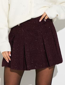 Gonna mini plissettata - maroon