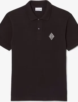 Polo de hombre de piqué de corte clásico con insignia en contraste en amarillo de manga corta en amarillo - Lacoste - FashionsVida