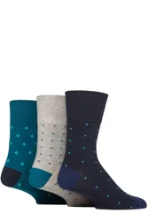 Mens 3 Pair Cotton Argyle Patterned and Striped Socks Foundry Teal / Navy / Grey 6-11 - Multi Coloured - Size: 6-11 Mens