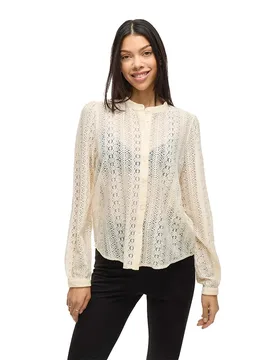 Blusa A Maniche Lunghe Chikka Lace Birch 2XL - Vila - FashionsVida