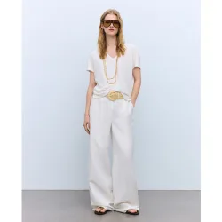 Pantalón de mujer mezcla de lino con cinturón