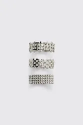 Herren 3er-Pack Ringe Silver Größe Small/Medium