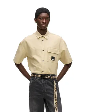 Karl Jeans Camicia A Maniche Corte B2m16019 Pale Khaki M - Lagerfeld - FashionsVida