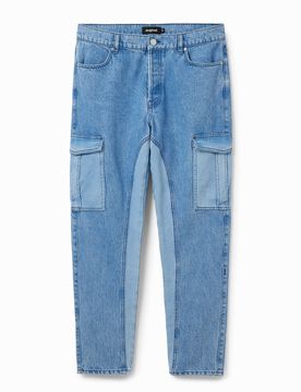Pantalón cargo híbrido, Algodon, Azul, 28