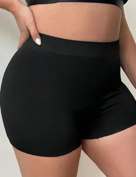 Pieza Bragas sin costuras negras de talla grande para mujer, shorts elásticos transpirables y cómodos de estilo básico, bóxers transpirables de ta - Shein - FashionsVida