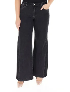 ELENA MIRO' Jeans wide leg NERO 52 - ELENA MIRO' - FashionsVida