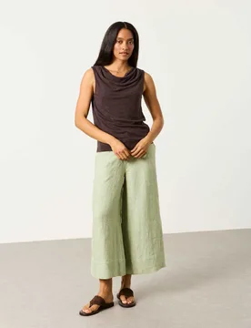 Linen Rich Cowl Neck Top Chocolate female - Fatface - FashionsVida
