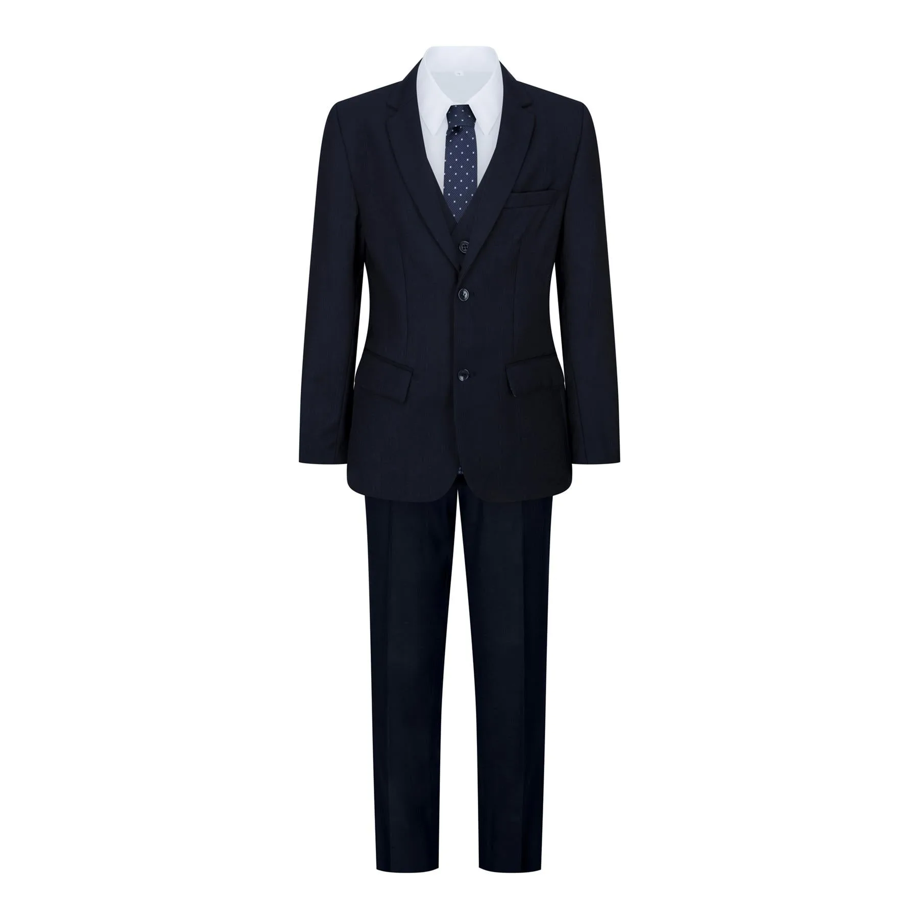 Boys 5 Piece Navy Blue Classic Suit - Size 7y - Paul Andrew - FashionsVida