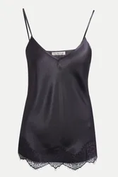 Top mit Spitzendetails Schwarz S