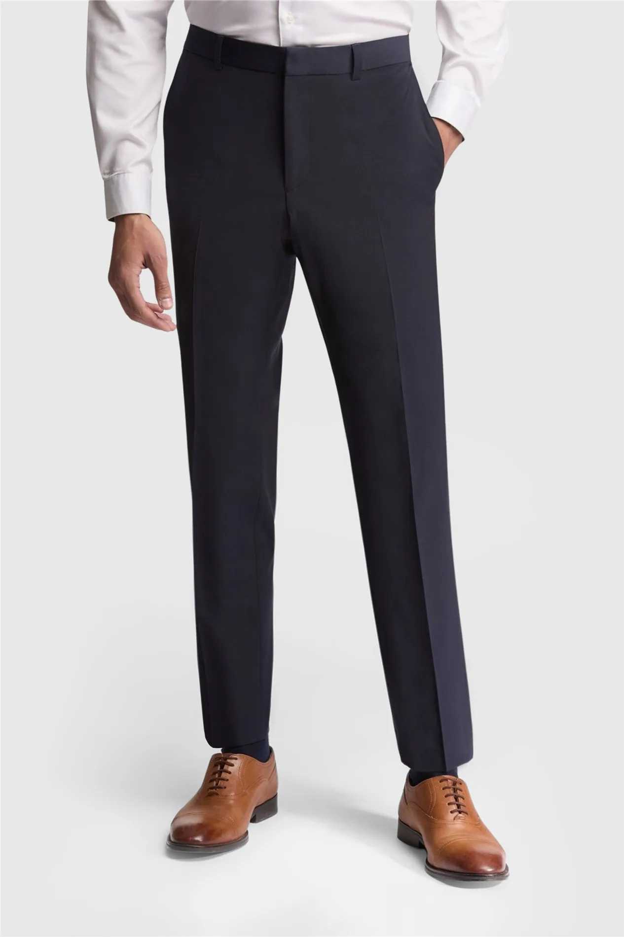 Mens Flat Fronted Slim Fit Suit Trousers In Navy Wool - Size 46r - Ted baker - FashionsVida