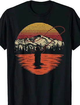 Retro Vintage Sunset Fishing Fisherman Angler Gifts T Shirt. Short Sleeve 100% Cotton Casual T-shirts Loose Top Size S-3XL - Aliexpress - FashionsVida