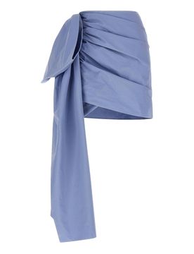 Minigonna in cotone blu con lacci laterali