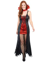 Vampirinnen Damenkostüm Halloween schwarz-rot