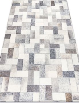 Teppiche Teppich Patchwork 21723 Grau - Rindsleder, Bretter 120x170 Cm 120x170 Cm
